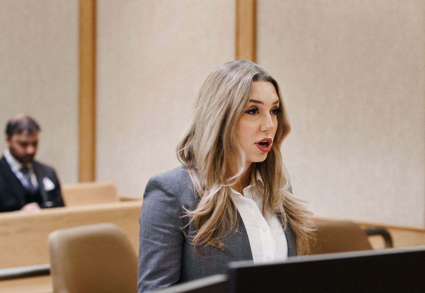 TRU Law student participating in moot court.