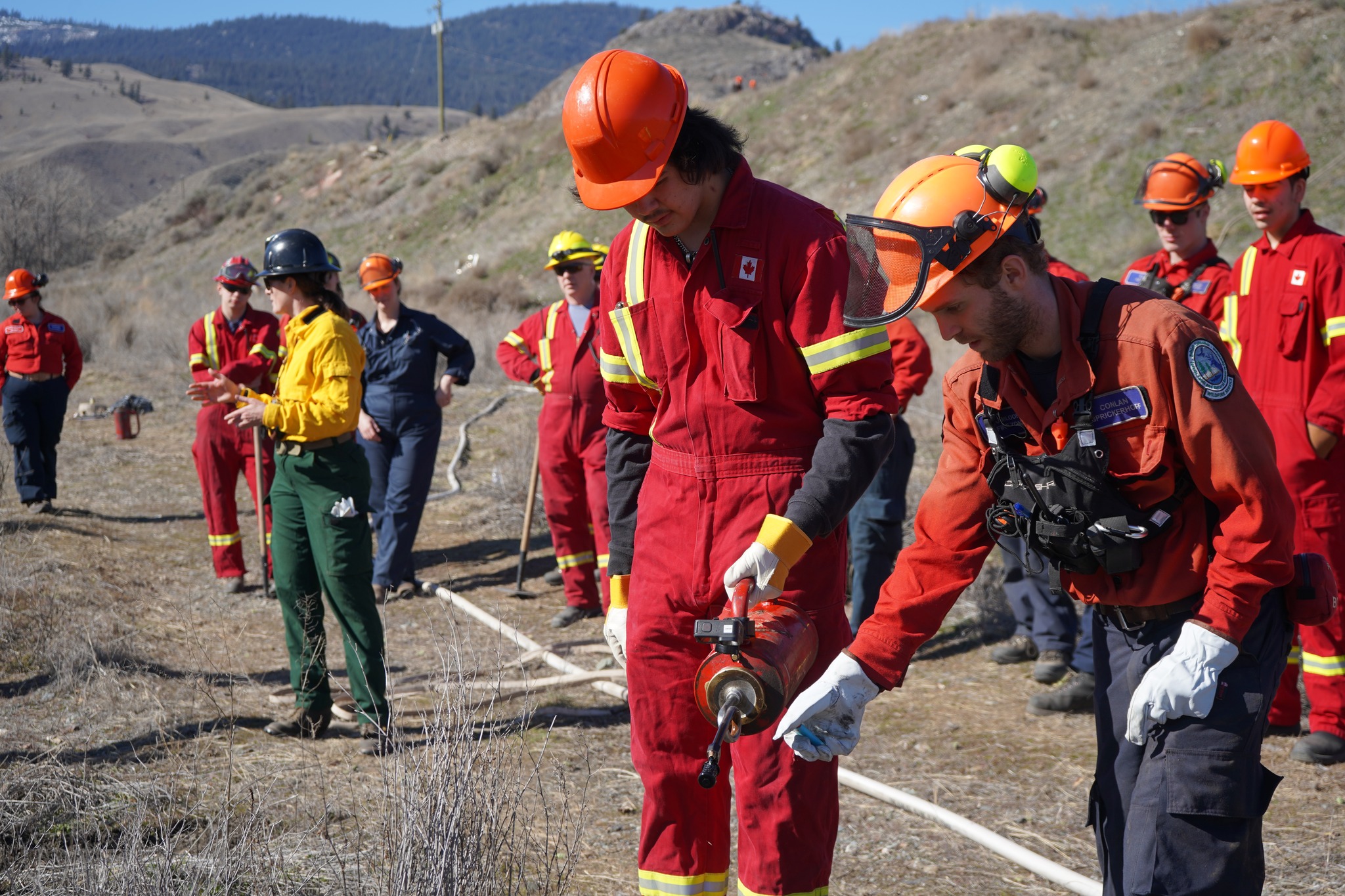 fire fighters combating a wild fire