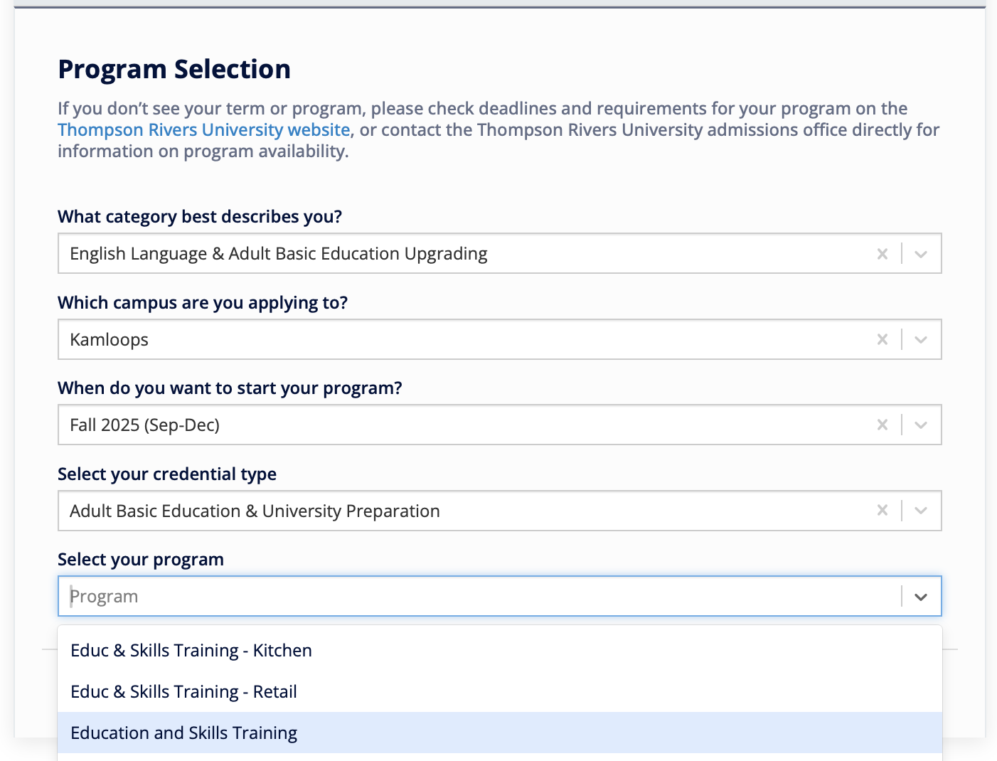 Program selection